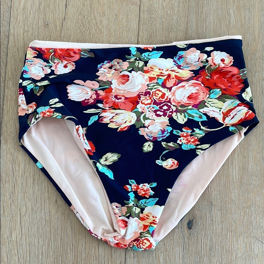 Rad Swim Floral/Peach Reversible High Waisted Tankini Bottom